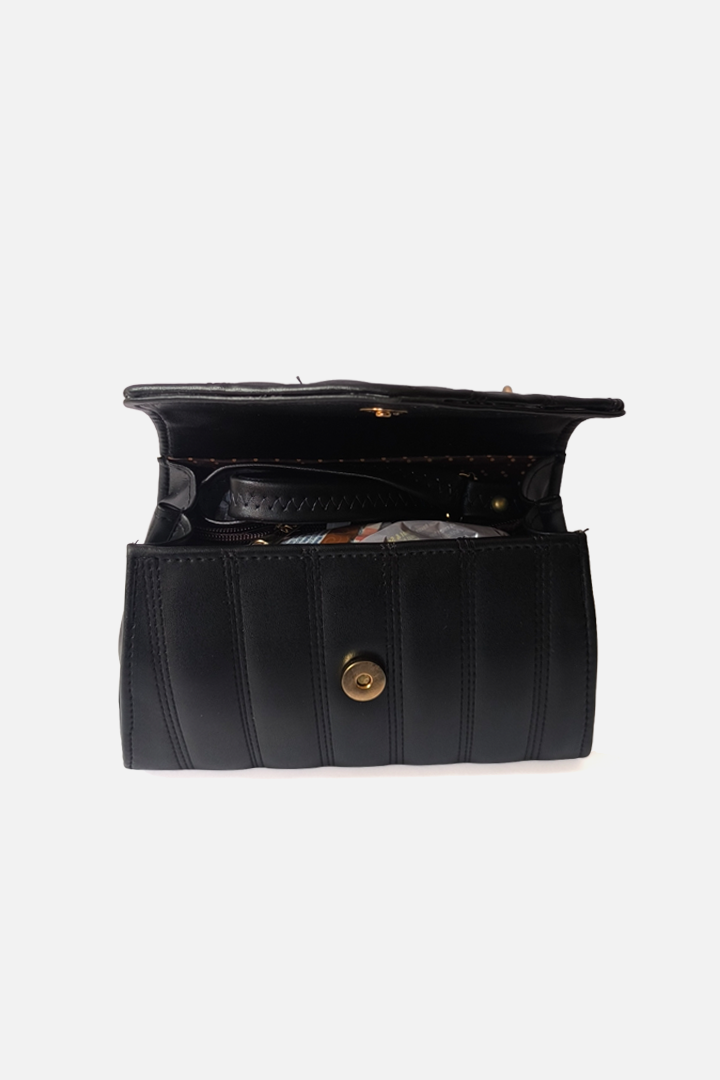 Women’s Black Quilted Flap Handbag