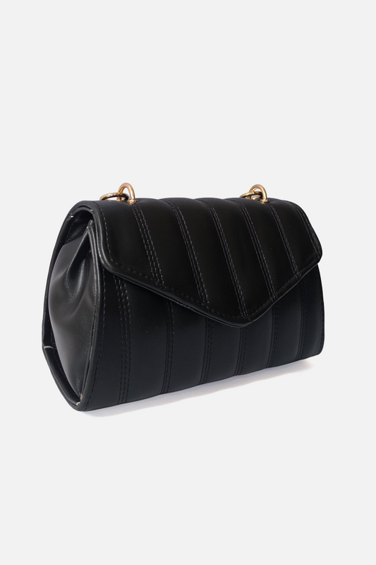 Women’s Black Quilted Flap Handbag