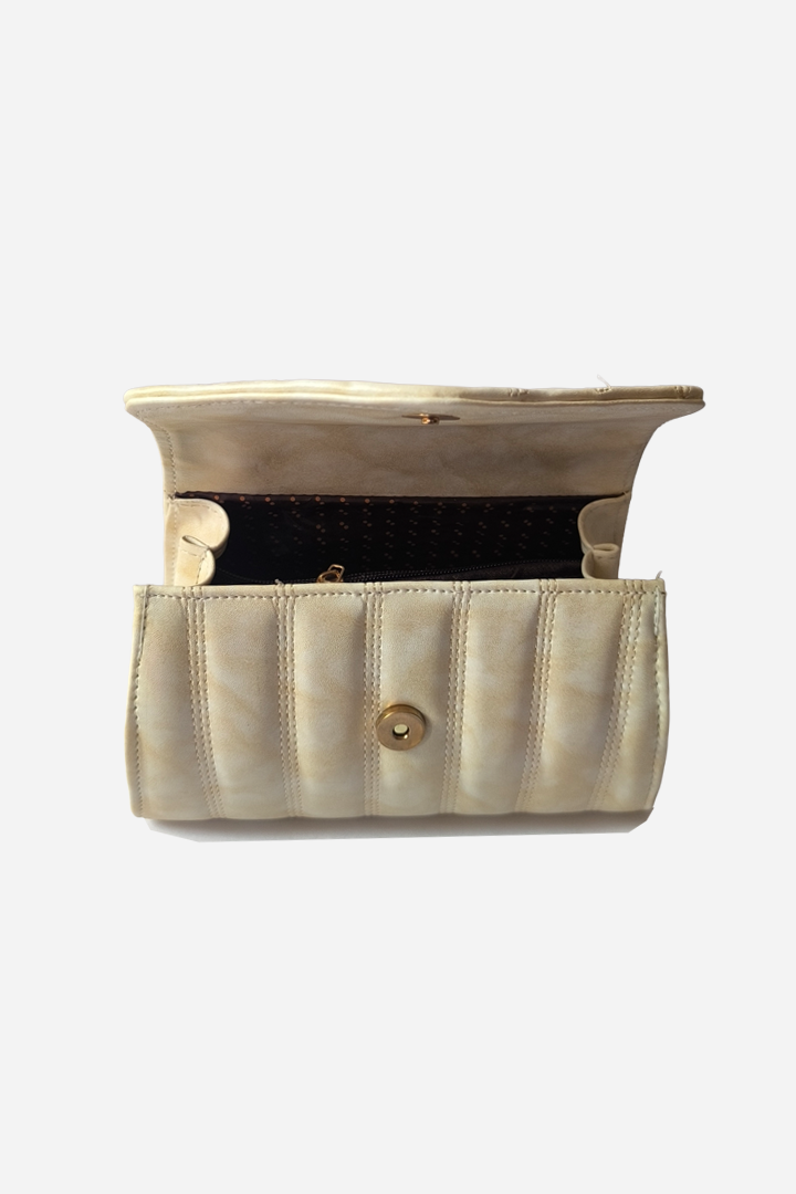 Women’s Cream Quilted Flap Handbag