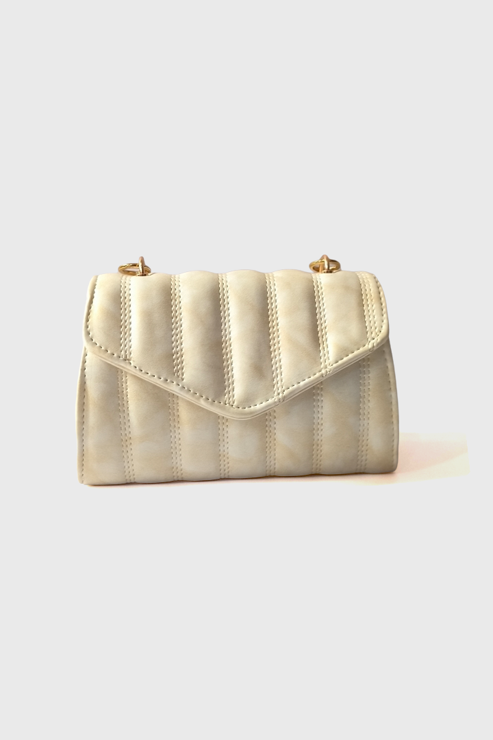 Women’s Cream Quilted Flap Handbag