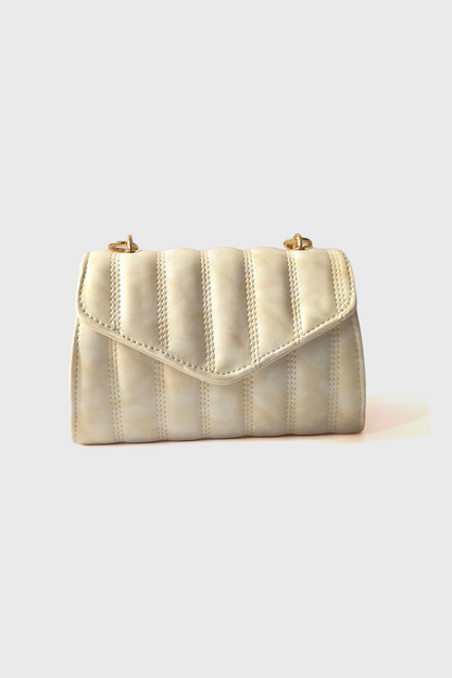 Women’s Cream Quilted Flap Handbag