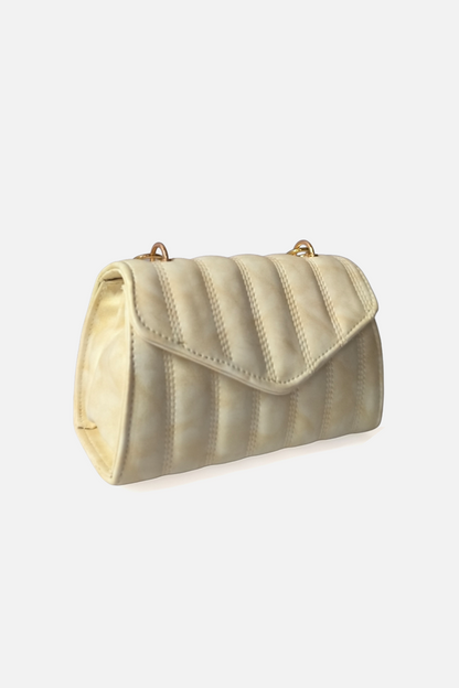 Women’s Cream Quilted Flap Handbag